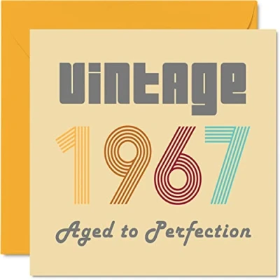 Afbeelding van Verjaardagskaarten 57 jaar voor mannen en vrouwen Vintage 1967 Aged To Perfection Grappige verjaardagskaart hem haar, 145 mm x beste vriendin, mama, papa, opa,