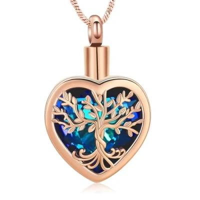 Afbeelding van VCCWYQK Ketting met hartvormige urn voor as, vrouwen, sieraden, bloem, mini herinneringsobject, holle hanger., Roestvrij staal