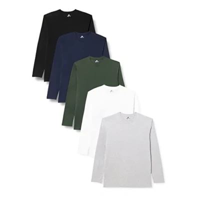 Afbeelding van Lower East Le133 Herenshirt met lange mouwen (5 stuks), zwart/donkergroen/donkerblauw, M
