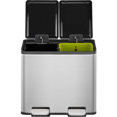 Afbeelding van EKO Essential splitted Recycler pedaalemmer 10+10 ltr, Stainless steel mat RVS