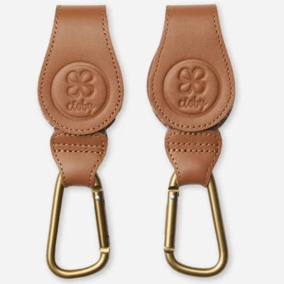 Afbeelding van Cloby Kinderwagenhaken Leren Haken Bruin 2 stuks Sterke Klittenbandsluiting Voor Luiertas &amp; Accessoires