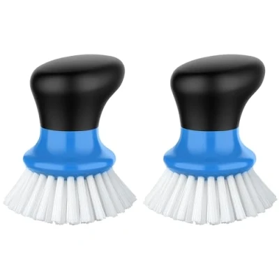 Afbeelding van MR.SIGA Set van 2 afwasborstels met ergonomische handgreep, keukenborstels, reinigingsborstels, pannen, borden, gootsteen, blauw
