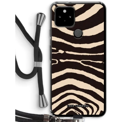 Afbeelding van Case Company® hoesje met Koord geschikt voor Google Pixel 5 Arizona Zebra Telefoonhoesje Zwart Bescherming aan alle Kanten en Over de Schermrand