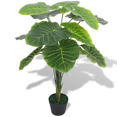 Afbeelding van Kunstplant taro met pot 85 cm groen