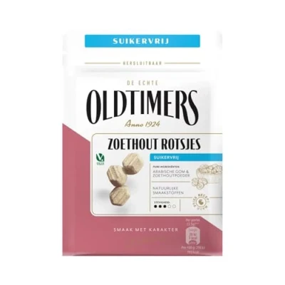 Afbeelding van Oldtimers Zoethout Rotsjes Suikervrij 100 Gram