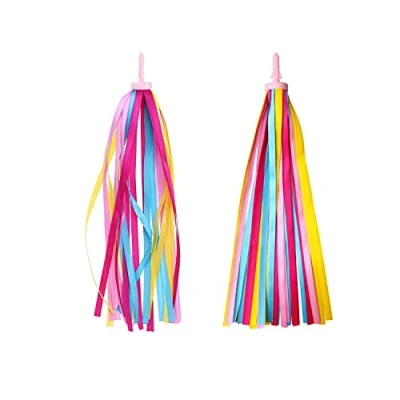 Afbeelding van Fietsstuurstreamers, 1 paar kinderfietsbanden, kwastjes, stuuraccessoires, decoratie voor kinderfiets, scooter, meisjes en jongens. Eenvoudig te bevestigen aan het stuur van de driewieler