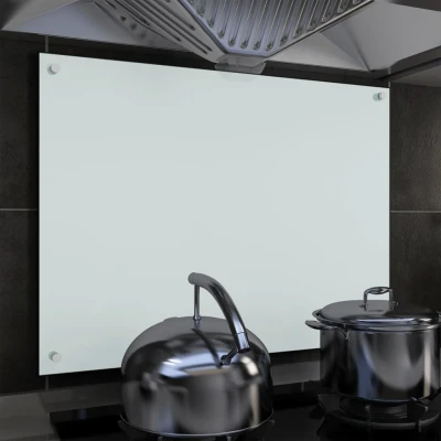 Afbeelding van Spatscherm keuken 80x60 cm gehard glas wit