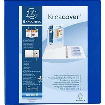 Image de Classeur 4 anneaux en d 60mm remborde 3 pochettes exterieures krea cover a4 maxi exacompta 51845bodse