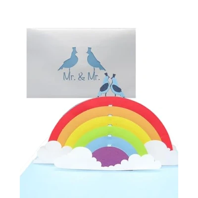 Afbeelding van 3D bruiloftskaart &quot;Gay Wedding Card Birds in Love&quot; pop up kaart &quot;Mr. &amp; Mr&quot; uitnodigingskaarten en bruiloftsuitnodigingskaarten als uitnodigingscadeau cadeau idee voor bruiloft