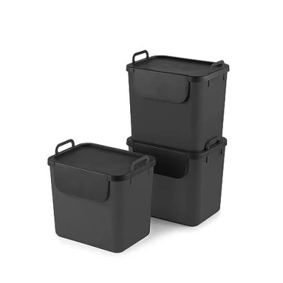 Afbeelding van Jive Rotho 3 stuks afvalscheidingssystemen, 30 l, kunststof (gerecycled PP), donkergrijs, x liter (39,8 29,8 50,1 cm)