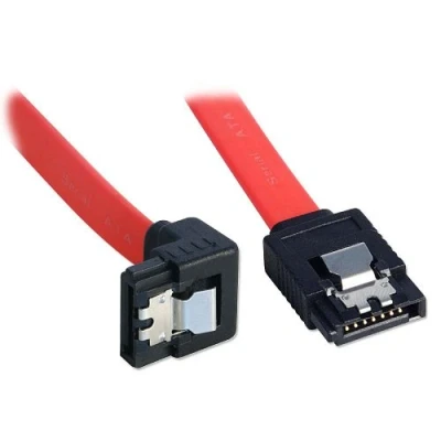 Afbeelding van Lindy Int. SATA grendel kabel, 90/0,5m 2x7 pin stekker, Interne kabel (PC)