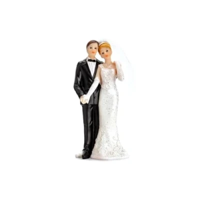 Afbeelding van PartyDeco Cake Topper Pas Gehuwden 11 cm