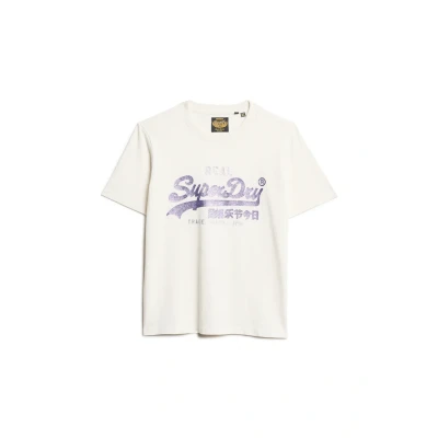 Afbeelding van Superdry Embellished VL Graphic Tshirt print, Dames, Maat: 36, Ecru slub