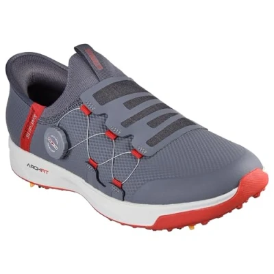 Afbeelding van Skechers Hands free slip ins go golf elite vortex sneaker heren, Antraciet synthetische rode bekleding
