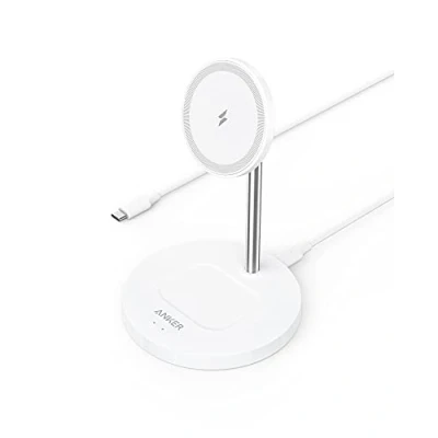 Afbeelding van Anker PowerWave 2 in 1 Magnetic Stand Lite, draadloos laadstation, oplader met 150 cm USB C oplaadkabel, compatibel iPhone 14/14 Pro/14 Pro Max/13/13 Max/12 en AirPods (zonder voeding)