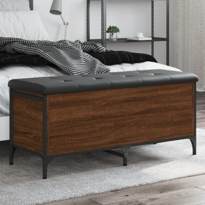 Afbeelding van Opbergbankje 102x42x45 cm bewerkt hout bruineikenkleurig