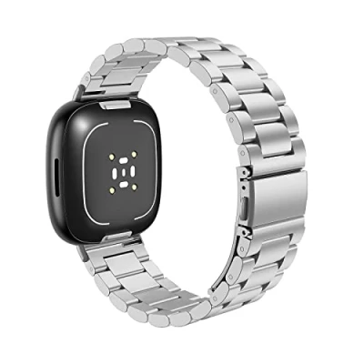 Afbeelding van MoKo Horlogebandje van roestvrij staal, compatibel met Fitbit Versa 4/Versa 3/Sense 2/Sense, metalen armband voor dames en heren, horlogeband horlogekast