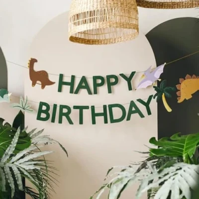 Afbeelding van Partydeco Banner Happy Birthday Dino, 3 m, mix