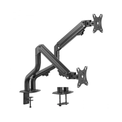 Afbeelding van Ewent Houder met dubbele arm voor 17 &quot; 32&quot; LED LCD display, veermechanisme, 2 montagemethoden klem of oogje, VESA 75 100 mm, ettergewicht 8 kg
