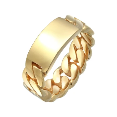 Afbeelding van Kuzzoi Chunky Chain Ring goldcoloured, Heren, Maat: 62, Gold/coloured