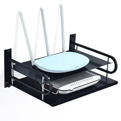Afbeelding van Wandhouder voor tv componenten, behuizing via kabel/skybox/multimediaspeler/blu ray speler, drijvend metalen rek router, projector (2 niveaus, groot)