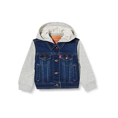 Afbeelding van Levi&#039;s JongensMeisjes Spijkerjas met capuchon en mouw van sweatstof in de kleur Indigo, maat: 92