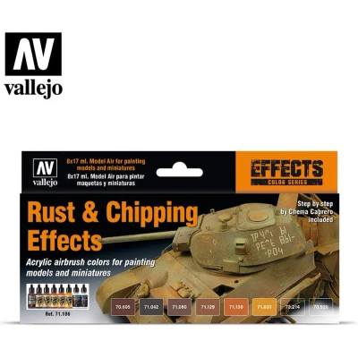 Afbeelding van Vallejo val71186 Model Air Set Rust &amp; Chipping Effects 8 x 17 ml