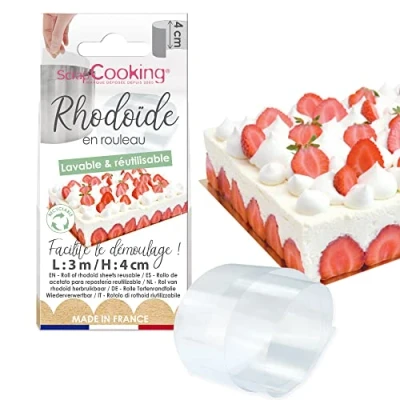 Afbeelding van ScrapCooking Rhodoïde tape H 4 cm x 3 m Rhodoid bakrol transparant voor cakes, voorgerechten, mousse, cheesecakes Blad accessoires gebak Gemaakt in Frankrijk 9423