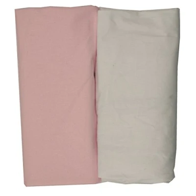 Image de Ti TIN Lot de 2 Draps Housses pour Lit Enfant/Bébé, 50x80 cm Drap housse Doux, Respirant, Confortable et Réglable 100% Coton Sans Motif Couleur Unie Blanc Rose
