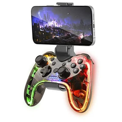 Image de MARSGAMING MGP BT, Manette de Jeu Bluetooth 5.0, RGB Neon, Adaptateur Smartphone, Gyroscope et Vibration Haptique, Joysticks Analogiques, Contrôleur Switch, PC, Mac, Android, iOS, Raspberry Pi, PS3