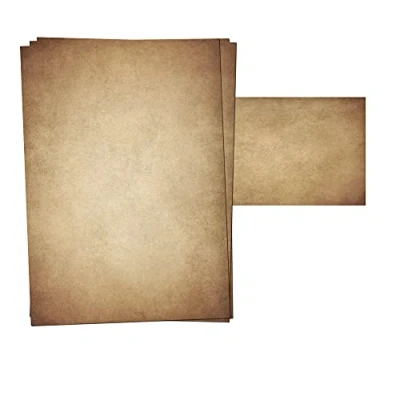 Afbeelding van Presentou Aan beide zijden bedrukt briefpapier motiefpapier 120 g voor certificaat, menu, liefdesbrief (donker vintage, 25 vellen + enveloppen)