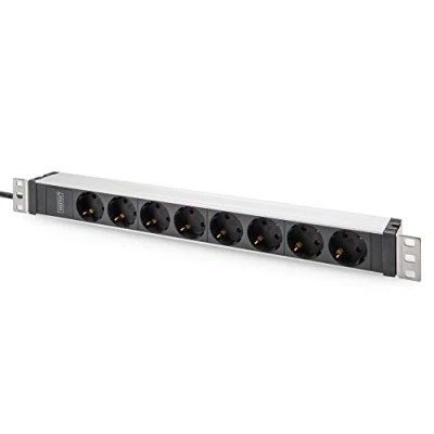 Afbeelding van Digitus DN 95428 19 inch Stekkerdoos voor patchkast 1 HE Geaarde contactdoos Geschikt kastdiepte: vanaf 300 mm Aluminium, Aluminium (geëloxeerd), Zwart,
