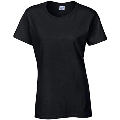 Afbeelding van Gildan Dames T shirt met korte mouwen van dik katoen, zwart.