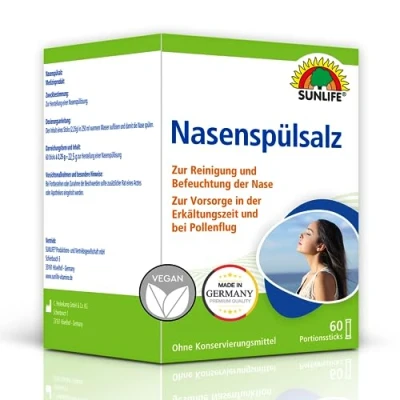 Afbeelding van Sunlife Neus spoelzout Nasaal zout Neusdouche 60 zakjes