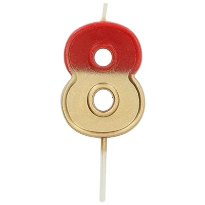 Afbeelding van Folat Kaars Retro Cijfer 8 Rood 5 cm