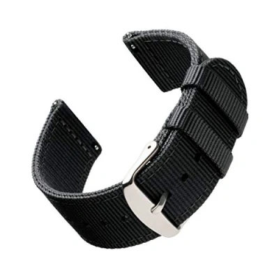 Afbeelding van Archer Watch Straps Vervangende Quick Release Horlogebanden van Hoogwaardig Nylon voor Dames en Heren, Horloges Smartwatches (Zwart, 20mm)