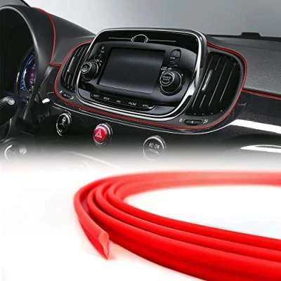 Afbeelding van 4R Quattroerre.it 19950 Trim Stripes klemprofiel voor auto interieur, rood, 3 mm x m