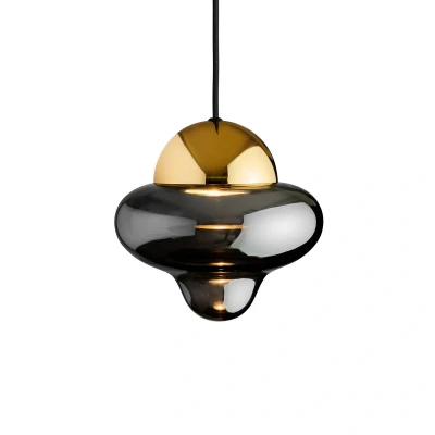 Afbeelding van Nutty hanglamp, rookgrijs/goud, Ø 18,5 cm, glas