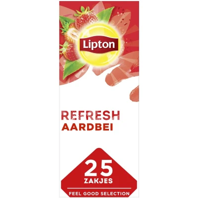 Afbeelding van Lipton Refresh Thee Strawberry doos 25 theezakjes
