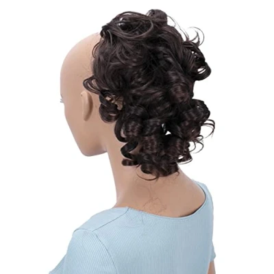 Afbeelding van PRETTYSHOP Haarstukje Scrunchy Updo Kapsels Bruidskapsels Volumineus Krullend Rommelig Knotje Bruin Mix G4L