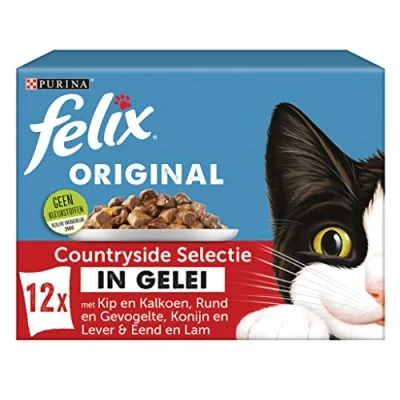 Afbeelding van Felix Original in Gelei Kattenvoer Natvoer Countryside Selectie 48 x 85 g