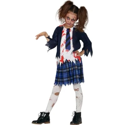Afbeelding van Fiestas Guirca Verkleedpak Zombie Schoolmeisje Polyester Mt 5 6 Jaar