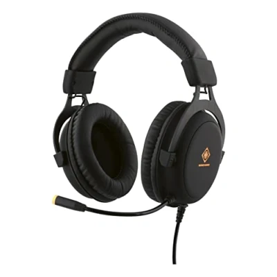 Afbeelding van DELTACO Gaming Headset PC/PS4/Switch/Xbox One LED, stereoluidsprekers 57 mm, PU leer, jack 2 x 3,5 mm (geluid, microfoon) volumewiel, oranje led via USB