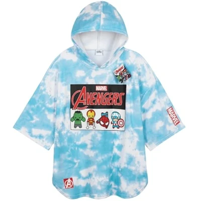 Afbeelding van Marvel Spiderman Badhanddoek voor kinderen, strandhanddoek met capuchon, jongeren, poncho, bad, strand of zwembad, reizen (rood/blauw, 6 9 jaar)
