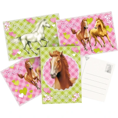 Afbeelding van Uitnodigingen Pink Pony Paarden 6 stuks