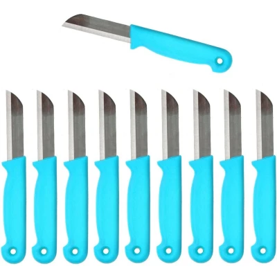 Afbeelding van Solingen Schilmesje RVS Glad 16 cm met &quot;Blade Cover&quot; Turquoise 500 Stuks