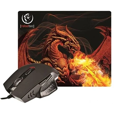 Afbeelding van Rebeltec muis + muismat RED DRAGON, Muismat, Zwart