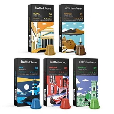 Afbeelding van FRHOME 120 koffiecapsules compatibel met Nespresso Tour d&#039;Italia proeverij set Il Caffè Italiano