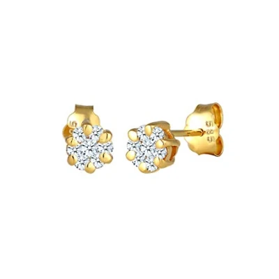 Afbeelding van Elli PREMIUM Dames Oorbellen Blume Diamant (0.24 ct.) 585 Gelbgold