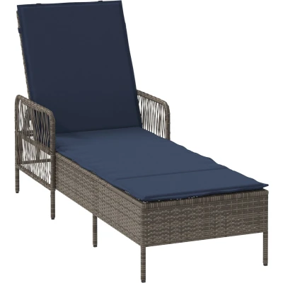 Afbeelding van vidaXL Zonnebank Grijs PE Rattan 157 x 55 92 cm Inklapbaar